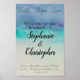 Poster Faith Hope Love Watercolor Bíblia Verse Wedes