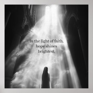 Poster Faith Light na Igreja, citação de esperança inspir