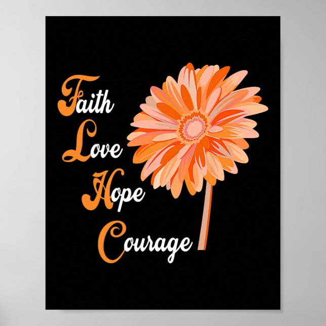 Poster Faith Love Esperava Coragem Aml Leukemia Consciênc (Frente)