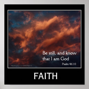 Poster Faith Psalm 46:10 Citação da Bíblia Inspiracional