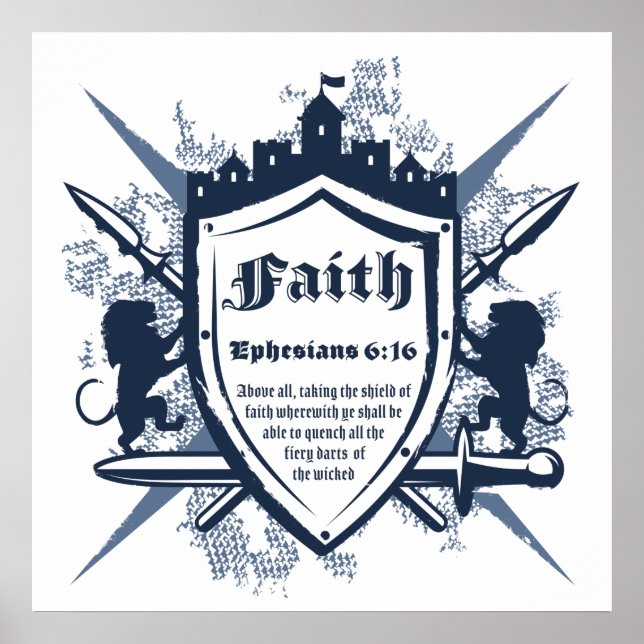 Poster Faith Shield Christian Faith Bíblia Verse Ephesian (Frente)