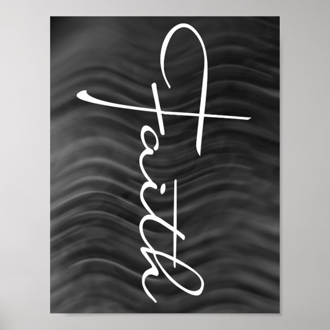 Poster Faith Typografia Christian Black and White Modern (Frente)