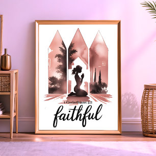 Poster Faithous Boho - Arte de Muro Cristã para Mulheres