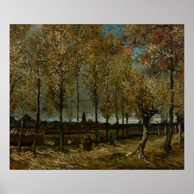 Poster Faixa com Poplars perto de Nuenen - Van Gogh - c18 (Frente)