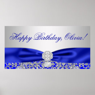 Póster Faixa de Aniversário Azul Real