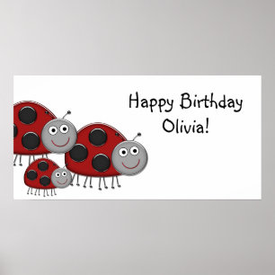 Póster Faixa de Aniversário da Lady Bugs