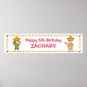 Póster Faixa de Aniversário de Festa Mexicana Musical Inf