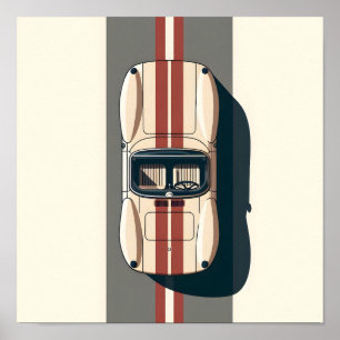 Poster Faixa de Carro de Corrida Minimalista Retro