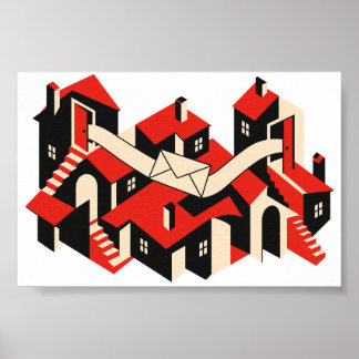 Poster Faixa de Carta pela Cidade Casas 6x4