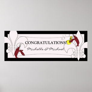 Poster Faixa de festa Black White Fleur de Lis Lagostim