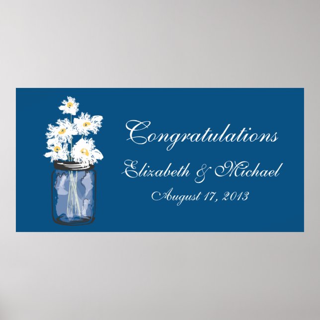 Póster Faixa de Jarro Mason e Margaridas Brancas (Frente)