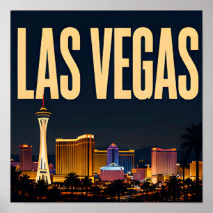 Poster Faixa de Las Vegas e Luzes de Neon