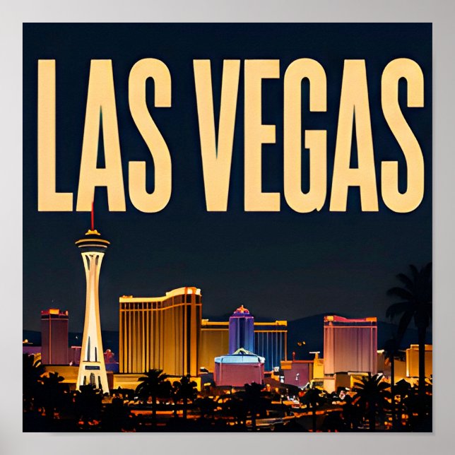 Poster Faixa de Las Vegas e Luzes de Neon (Frente)