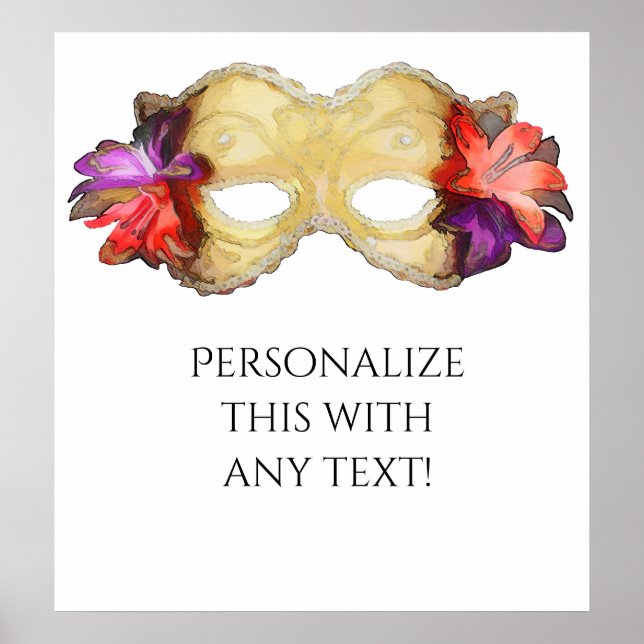 Póster Faixa de Máscara de Mascarada Floral Tropical (Frente)