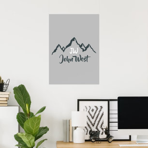 Poster Faixa desenhada gama montanhosa monograma personal