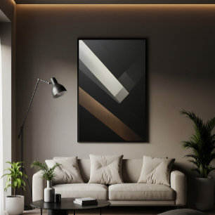 Poster Faixas Diagonais Geométricas Abstratas Minimalista