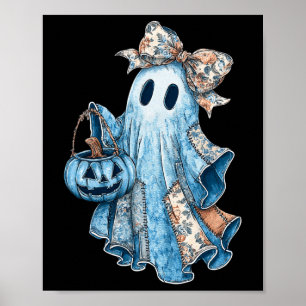 Poster Fal Floral de Coquetes Floral do Fantasma Boo