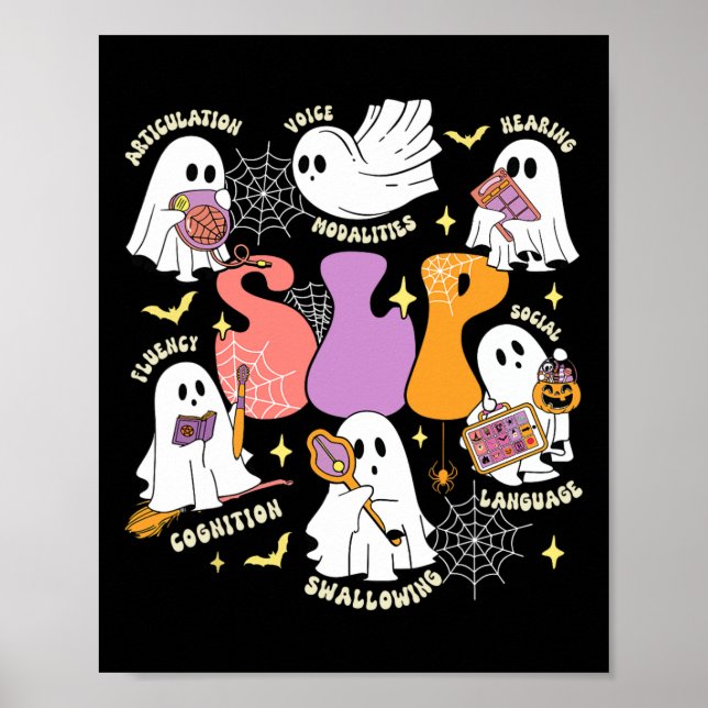 Poster Fala Terapêutica Spooky Slp Halloween Cute Ghost (Frente)