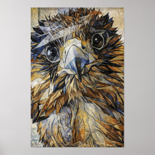 Poster Falcão Mosaico - Arte Geométrica de Ave de Rapina
