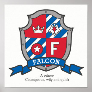 Poster Falcon boys F name que significa heraldry shield p