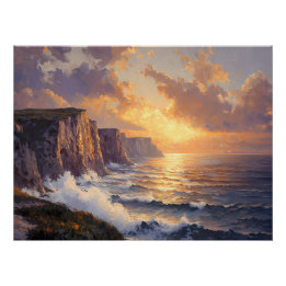 Póster Falésias Costeiras ao Pôr do Sol