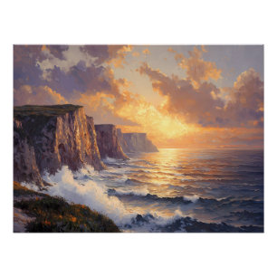 Póster Falésias Costeiras ao Pôr do Sol