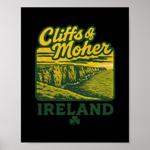 Poster Falésias de Moher Irlanda Férias Retro Marco Turís