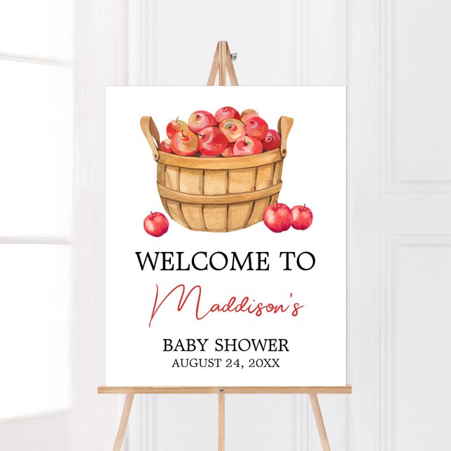 Poster Fall Apple Basket Chá de fraldas Bem-vindo (Fall Apple Baby Shower Welcome Sign)