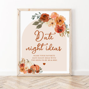 Poster Fall Boho Burnt Orange Pumpkin Data Ideias Noturna