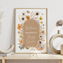 Poster Fall Boho Fairy Wildflower Chá de fraldas Welcome
