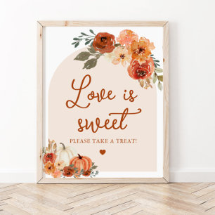 Poster Fall Boho Terracotta Pumpkin Love is Sweet Sinal