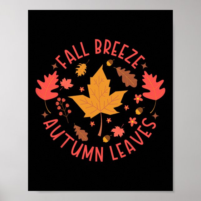 Poster Fall Breeze Autumn Deixa Folha De Mapeador Cinto P (Frente)