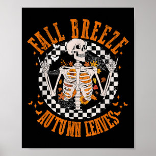Poster Fall Breeze Autumn Deixa Skeleton Flower Thanksgi