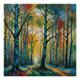 Póster Fall Colors Forest Wall Art, Fall Vibe