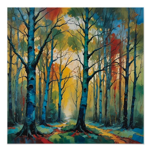 Póster Fall Colors Forest Wall Art, Fall Vibe (Frente)
