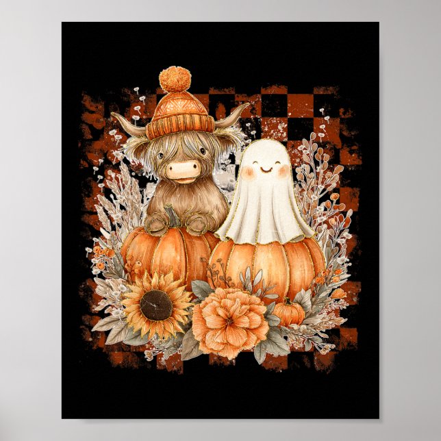 Poster Fall Cow Ghost Spooky Season Autumn Halloween (Frente)
