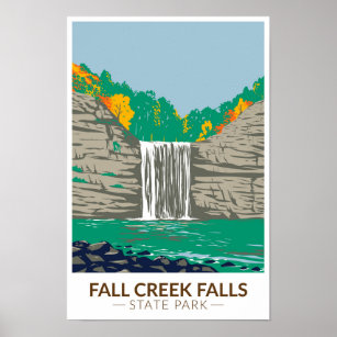 Poster Fall Creek Falls State Park Tennessee Vintage