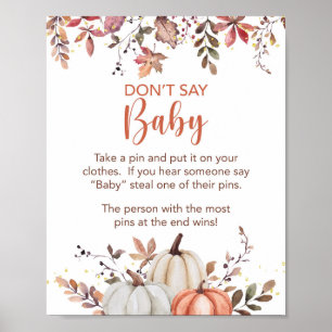 Poster Fall Don't Say Game Sign Pumpkins