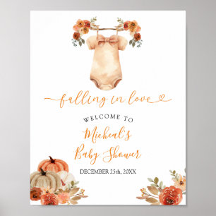 Poster Fall Floral Baby Clothes Chá de fraldas Bem-vindo