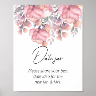 Poster Fall Floral Dusty Rose date jar bridal shower