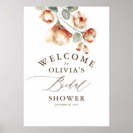Poster Fall Floral Elegante - Sinal de Boas-vindas do Chá
