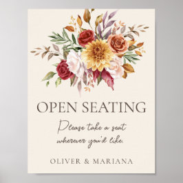 Poster Fall Floral Ivory - Sinal de Sessão Aberta de Casa