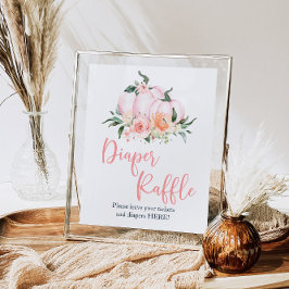 Poster Fall Floral Little Pumpkin Fralda Raffle Chá