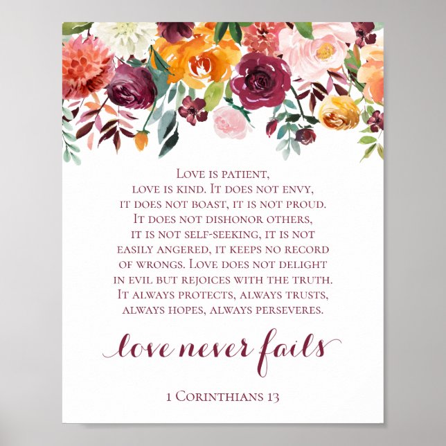 Poster Fall Flower Love Nunca Falha 1 Sinal de Corinthian (Frente)