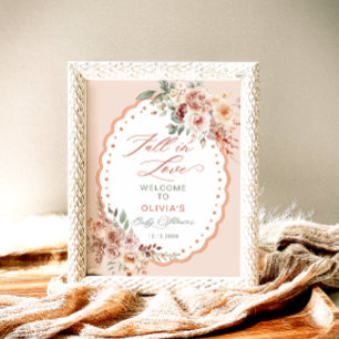 Poster Fall in Love Boho Chá de fraldas Welcome