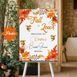 Poster Fall in Love Boho Floral Bridal Shower Welcome