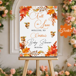 Poster Fall in Love Boho Floral Chá de fraldas Welcome