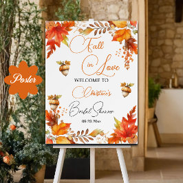 Poster Fall in Love Boho Floral Chá de panela Welcome