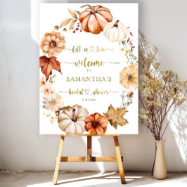 Poster Fall in Love Dourado Rust Chá de panela Sinal de b