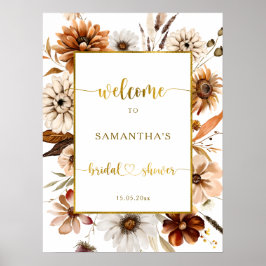 Poster Fall in Love Flora Dourada Chá de panela sinais de